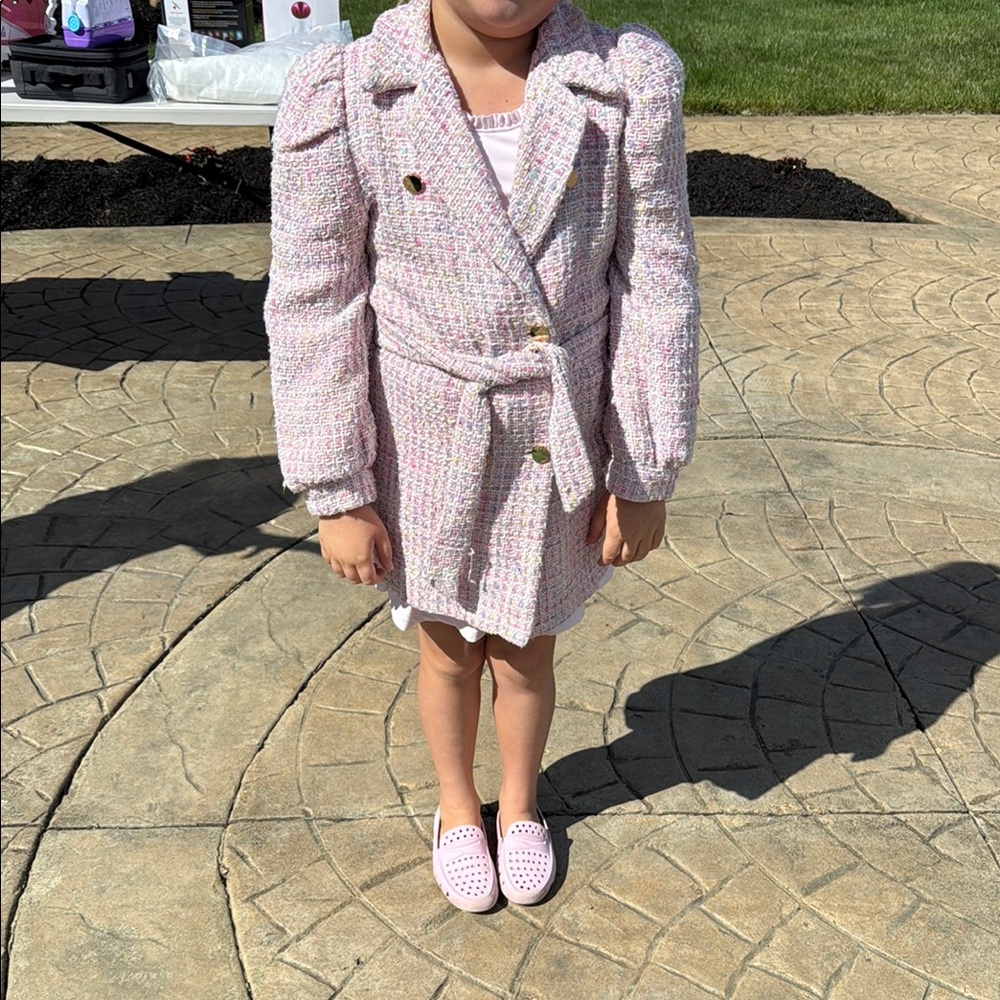 SHEIN Pink Blazer Elegant Textured Jacket